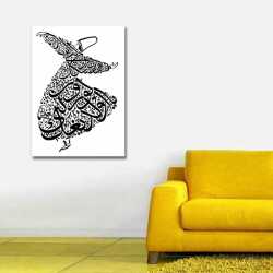 Kaligrafik Semazen Kanvas Tablo - 