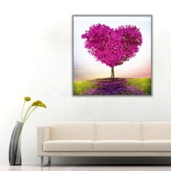 Kalp Şeklinde ki Ağaç Kanvas Tablo - 