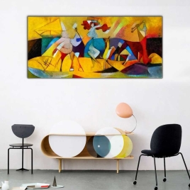 Kandinsky Çizgileri Panoramik Kanvas Tablo - 