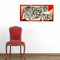 Kaplanlar Parçalı Kanvas Tablo - 