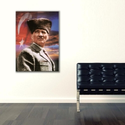 Kemal Atatürk Cephede Kanvas Tablo - Thumbnail