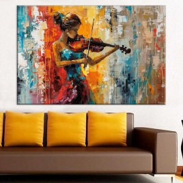 Keman Çalan Kadın Kanvas Tablo - 