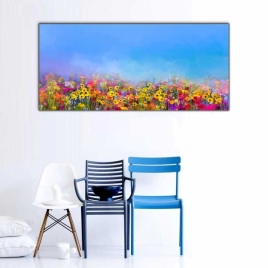 Kır Çiçekleri Panoramik Kanvas Tablo - 