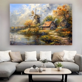 Kır Evi Manzarası Kanvas Tablo - 