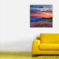 Kırlarda Gün Batımı Kanvas Tablo - 