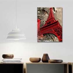 Kırmızı Eyfel Kulesi Kanvas Tablo - 