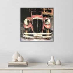 Kırmızı Retro Araba Kanvas Tablo - 