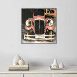 Kırmızı Retro Otomobil Kanvas Tablo - 