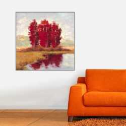 Kırmızı Yapraklı Ağaçlar Kanvas Tablo 1 - 