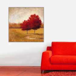 Kırmızı Yapraklı Ağaçlar Kanvas Tablo - 
