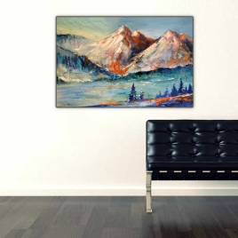 Kış Mevsiminde Dağlar ve Doğa Tablosu - 