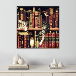 Kitaplar ve Kediler Kanvas Tablo - 