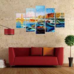 Kıyı Kasabası Yağlı Boya Kanvas Tablo - 