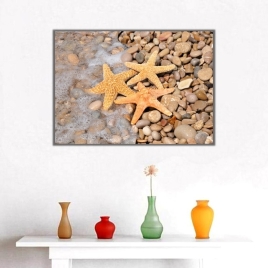 Kıyıdaki Üç Deniz Yıldızı Kanvas Tablo - 