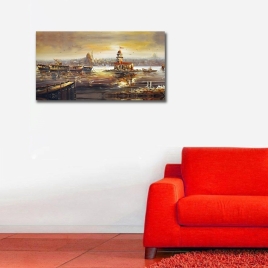 Kız Kulesi Yağlı Boya Sanatsal Kanvas Tablo - 