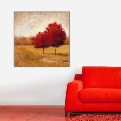 Kızıl Ağaçlar Kare Kanvas Tablo - 