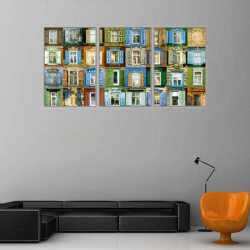 Küba Evler Parçalı Kanvas Tablo - 