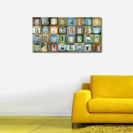 Küba Evleri Yatay Panoramik Kanvas Tablo - 