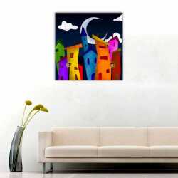 Kubik Evler Kanvas Tablo - 