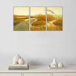 Kumsala Giden Yol Parçalı Kanvas Tablo - 