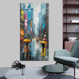 Londra'da Yağmurlu Akşam Kanvas Tablo - 