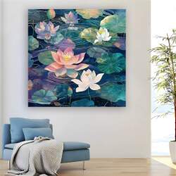 Lotus Çiçekleri Kanvas Tablo - 1