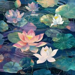 Lotus Çiçekleri Kanvas Tablo - 2