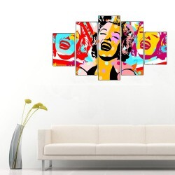 Marilyn Monroe Pop Art 5 Parçalı Kanvas Tablo