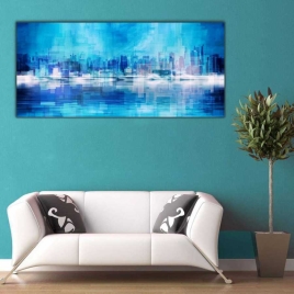 Mavinin Tonları Panoramik Kanvas Tablo - 