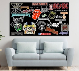 Metal Müzik Grup Logoları Kanvas Tablo - 