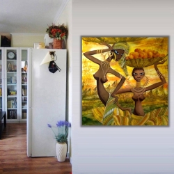 Meyve Taşıyan Kadınlar Kanvas Tablo - 