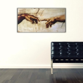 Michelangelo Ademin Yaratılışı Detay Panoramik Kanvas Tablo - 