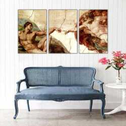 Michelangelo Adem'in Yaratılışı Parçalı Kanvas Tablo - 