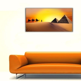 Mısır ve Çöl Yolculuğu Panoramik Kanvas Tablo - 