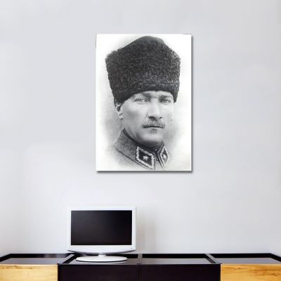Mustafa Kemal Atatürk Kalpaklı Portre Kanvas Tablo