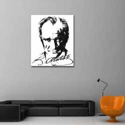 Mustafa Kemal Atatürk Siyah Beyaz Kanvas Tablo - 