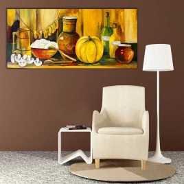 Mutfak ve Yiyecekler Panoramik Kanvas Tablo - 