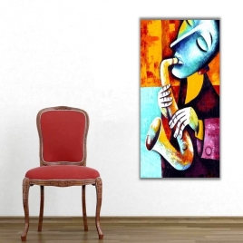 Müzik Dünyası Dikey Panoramik Kanvas Tablo - 