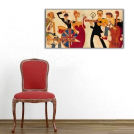 Müzisyenler Panoramik Kanvas Tablo - 