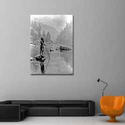 Nehir Kenarındaki Kızılderili Kanvas Tablo - 