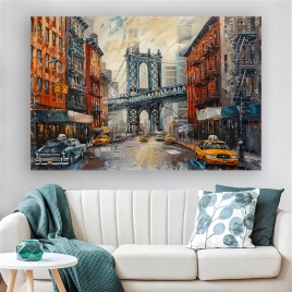 Newyork Brooklyn Köprüsü Kanvas Tablo - 