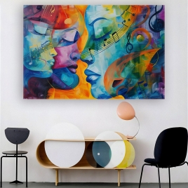 Notalar ve Yüzler Soyut Kanvas Tablo - 