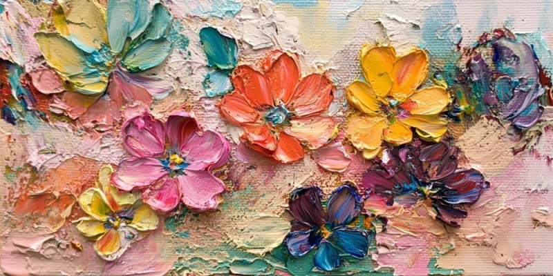 Oil Paint Flowers Kanvas Tablo - 2