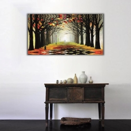Orman ve Yürüyüş Yolu Panoramik Kanvas Tablo - 