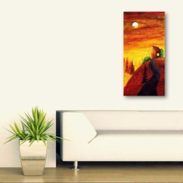 Orman Evinde Gün Batımı ve Patika Yol Tablo - 