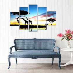 Ormanın Gizli Güzellikleri Zürefa ve Filler Kanvas Tablo - 