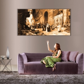 Osman Hamdi Bey Halı Tüccarı Panoramik Kanvas Tablo - 