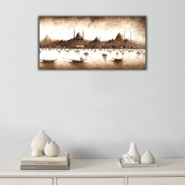 Osmanlı Dönemi İstanbul Panoramik Kanvas Tablo - 