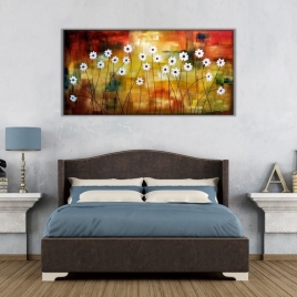 Papatyalar Panoramik Kanvas Tablo - 