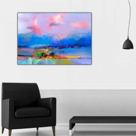 Pastel Renklerle Deniz Manzarası Tablosu - 